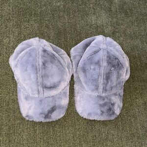 Plush Gray Fuzzy Caps